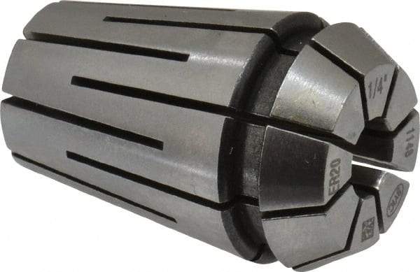 Parlec - 1/4" ER20 Coolant Collet - 1.24" OAL, 0.827" Overall Diam - Exact Industrial Supply