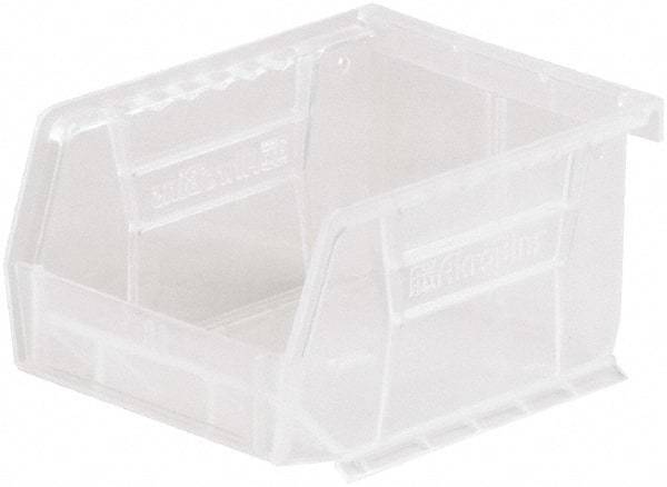 Akro-Mils - 10 Lb. Load Capacity, 5-3/8" Deep, Clear Polymer Hopper Stacking Bin - 3" High x 4-1/8" Wide x 5-3/8" Long - USA Tool & Supply