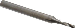 Accupro - 3mm Cutting Diam x 12mm Length of Cut, 1 Flute, Upcut Spiral Router Bit - Uncoated, Right Hand Cut, Solid Carbide, 64mm OAL x 6mm Shank Diam, Single Edge, 22° Helix Angle - USA Tool & Supply