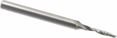 Accupro - 3mm Cutting Diam x 18mm Length of Cut, 1 Flute, Upcut Spiral Router Bit - Uncoated, Right Hand Cut, Solid Carbide, 75mm OAL x 6mm Shank Diam, Single Edge, 21° Helix Angle - USA Tool & Supply