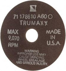 Tru-Maxx - 4" 60 Grit Aluminum Oxide Cutoff Wheel - 1/32" Thick, 3/4" Arbor, 9,070 Max RPM, Use with Stationary Tools - USA Tool & Supply