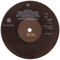 Tru-Maxx - 10" 60 Grit Aluminum Oxide Cutoff Wheel - 1/16" Thick, 5/8" Arbor, 3,629 Max RPM, Use with Stationary Tools - USA Tool & Supply