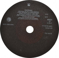 Tru-Maxx - 10" 60 Grit Aluminum Oxide Cutoff Wheel - 1/16" Thick, 1-1/4" Arbor, 3,629 Max RPM, Use with Stationary Tools - USA Tool & Supply