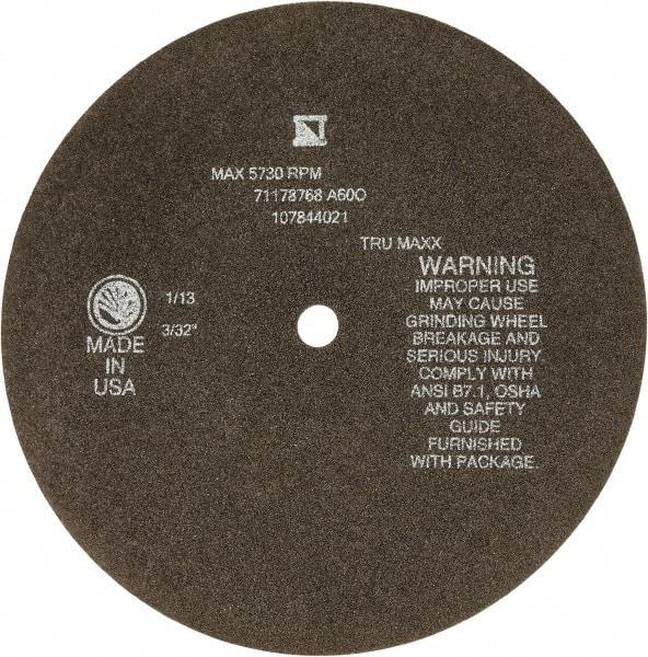 Tru-Maxx - 8" 46 Grit Aluminum Oxide Cutoff Wheel - 3/32" Thick, 1/2" Arbor, 4,536 Max RPM, Use with Stationary Tools - USA Tool & Supply