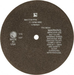 Tru-Maxx - 8" 46 Grit Aluminum Oxide Cutoff Wheel - 3/32" Thick, 1/2" Arbor, 4,536 Max RPM, Use with Stationary Tools - USA Tool & Supply