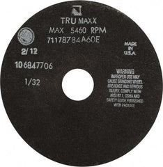 Tru-Maxx - 7" 60 Grit Aluminum Oxide Cutoff Wheel - 1/32" Thick, 1-1/4" Arbor, 5,184 Max RPM, Use with Stationary Tools - USA Tool & Supply