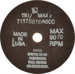 Tru-Maxx - 4" 60 Grit Aluminum Oxide Cutoff Wheel - 1/16" Thick, 1/2" Arbor, 9,072 Max RPM, Use with Stationary Tools - USA Tool & Supply