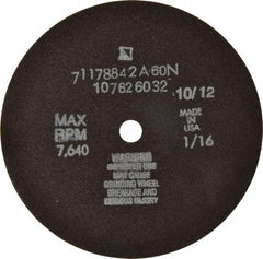 Tru-Maxx - 6" 60 Grit Aluminum Oxide Cutoff Wheel - 1/16" Thick, 1/2" Arbor, 6,048 Max RPM, Use with Stationary Tools - USA Tool & Supply