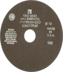 Tru-Maxx - 7" 60 Grit Aluminum Oxide Cutoff Wheel - 1/32" Thick, 1-1/4" Arbor, 5,184 Max RPM, Use with Stationary Tools - USA Tool & Supply
