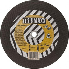Tru-Maxx - 14" 36 Grit Aluminum Oxide Cutoff Wheel - 3/32" Thick, 1" Arbor, 4,365 Max RPM, Use with Chop Saws - USA Tool & Supply
