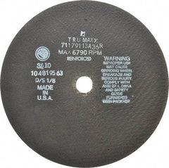 Tru-Maxx - 9" 36 Grit Aluminum Oxide Cutoff Wheel - 1/8" Thick, 7/8" Arbor, 6,791 Max RPM, Use with Angle Grinders - USA Tool & Supply