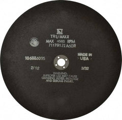 Tru-Maxx - 10" 46 Grit Aluminum Oxide Cutoff Wheel - 3/32" Thick, 5/8" Arbor, 3,629 Max RPM, Use with Stationary Tools - USA Tool & Supply