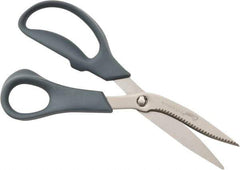 Clauss - 3-1/4" LOC, 8" OAL Titanium Standard Shears - Right Hand, Serrated, Glass Filled Nylon Offset Handle, For General Purpose Use - USA Tool & Supply