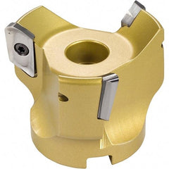 Iscar - 3 Inserts, 2-1/2" Cut Diam, 1" Arbor Diam, 0.807" Max Depth of Cut, Indexable Square-Shoulder Face Mill - 0/90° Lead Angle, 2" High, HM90 APCR 2206.. Insert Compatibility, Through Coolant, Series Helialu - USA Tool & Supply