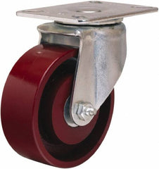 Hamilton - 4" Diam x 1-1/2" Wide x 5-1/16" OAH Top Plate Mount Swivel Caster - Cast Iron, 400 Lb Capacity, Straight Roller Bearing, 3-1/8 x 4-1/8" Plate - USA Tool & Supply