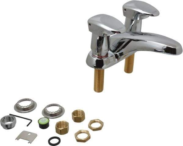 Moen - Knob Metering Handle, Deck Plate Bathroom Faucet - Two Handle, No Drain, Standard Spout - USA Tool & Supply