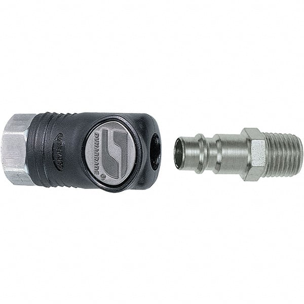 Dynabrade - 2 Piece 1/4" Body 1/4 NPT 150 psi Composite Industrial Pneumatic Coupling Plug Set - USA Tool & Supply