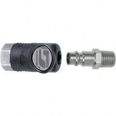 Dynabrade - 2 Piece 1/4" Body 1/4 NPT 150 psi Composite Industrial Pneumatic Coupling Plug Set - USA Tool & Supply