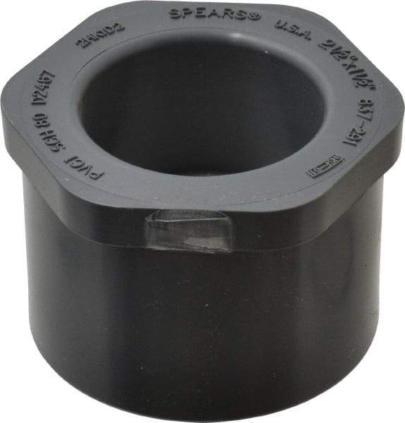 Value Collection - 2-1/2 x 1-1/2" PVC Plastic Pipe Reducer Bushing - Schedule 80, Spig x Soc End Connections - USA Tool & Supply