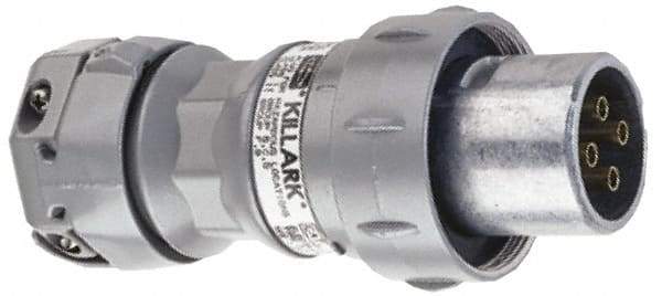 Hubbell Killark - 3 Pole, 2 Pin Cofiguration, NEMA 4X, 30 Amp Plug - 250 VDC, 600 VAC, Self Grounding - USA Tool & Supply