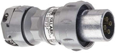 Hubbell Killark - 4 Pole, 4 Pin Cofiguration, NEMA 4X, 60 Amp Plug - 250 VDC, 600 VAC, Self Grounding - USA Tool & Supply