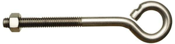 Gibraltar - 1/4-20, Stainless Steel Wire Turned Open Eye Bolt - 3" Thread Length, 1/2" ID x 15/16" OD, 5" Shank Length - USA Tool & Supply