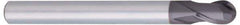 OSG - 12mm Diam, 18mm LOC, 2 Flute Solid Carbide Ball End Mill - WXS Finish, Single End, 110mm OAL, 12mm Shank Diam, Spiral Flute - USA Tool & Supply