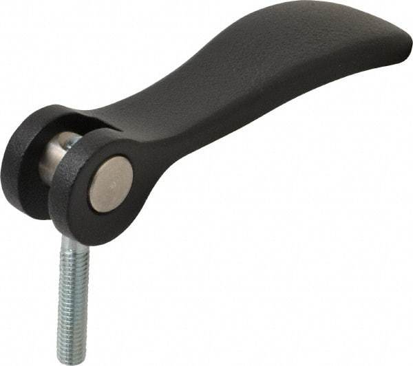 KIPP - #10-32, 0.71" Hub Diam, Black Powder Coat Cast Aluminum Adjustable Clamping Handle - 0.78" Stud Length - USA Tool & Supply
