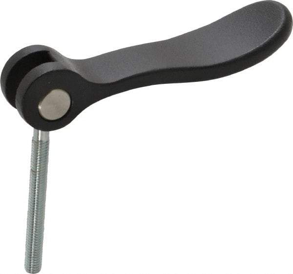 KIPP - #10-32, 0.71" Hub Diam, Black Powder Coat Cast Aluminum Adjustable Clamping Handle - 1.57" Stud Length - USA Tool & Supply
