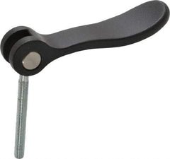 KIPP - #10-32, 0.71" Hub Diam, Black Powder Coat Cast Aluminum Adjustable Clamping Handle - 1.57" Stud Length - USA Tool & Supply