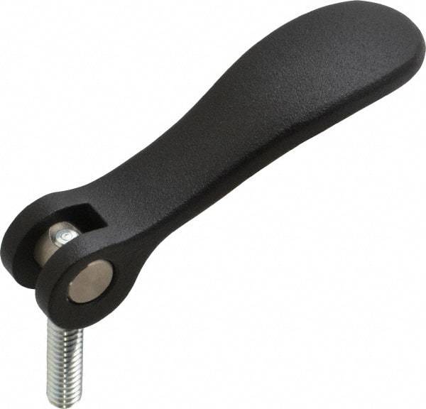 KIPP - 1/4-20, 0.71" Hub Diam, Black Powder Coat Cast Aluminum Adjustable Clamping Handle - 0.78" Stud Length - USA Tool & Supply