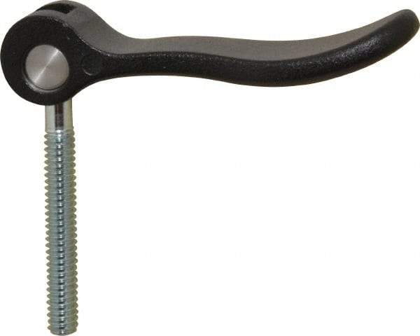 KIPP - 1/4-20, 0.71" Hub Diam, Black Powder Coat Cast Aluminum Adjustable Clamping Handle - 1.57" Stud Length - USA Tool & Supply