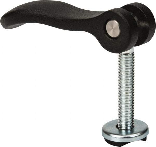 KIPP - 3/8-16, 1.06" Hub Diam, Black Powder Coat Cast Aluminum Adjustable Clamping Handle - 1.96" Stud Length - USA Tool & Supply