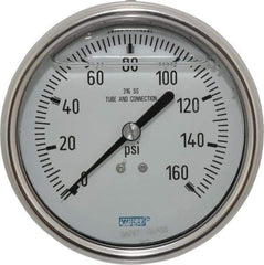 Wika - 4" Dial, 1/4 Thread, 0-160 Scale Range, Pressure Gauge - Lower Back Connection Mount, Accurate to 1% of Scale - USA Tool & Supply