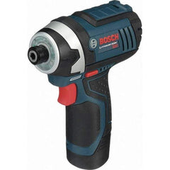 Bosch - 18 Volt, 1/4" Drive, 930 In/Lb Torque, Cordless Impact Driver - 2600 RPM, 2 Lithium-Ion Batteries Included - USA Tool & Supply