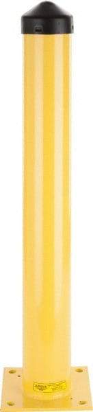 Eagle - 5.6" Diam x 42" High, Yellow Steel Bollard - 10" Wide x 10" Long Mounting Plate, 67 Lb - USA Tool & Supply