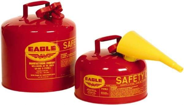 Eagle - 2 Gal Galvanized Steel Type I Safety Can - 9-1/2" High x 11-1/4" Diam, Red - USA Tool & Supply