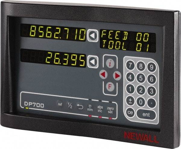 Newall - 2 Axes, Microsyn 2G & Spherosyn 2G Compatible DRO Counter - LED Display, Programmable Memory - USA Tool & Supply