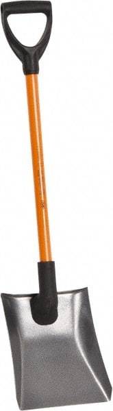 NUPLA - 11-1/2" High x 9-7/8" Wide Square Steel Shovel - 27" Long Fiberglass D-Grip Handle - USA Tool & Supply