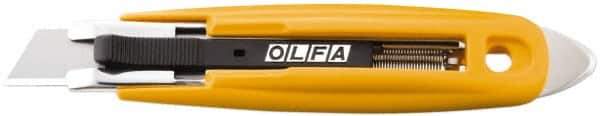 Olfa - Retractable Utility Knife - 2.84" High Carbon Tool Steel Blade, Yellow ABS Plastic/Stainless Steel Handle, 1 Blade Included - USA Tool & Supply