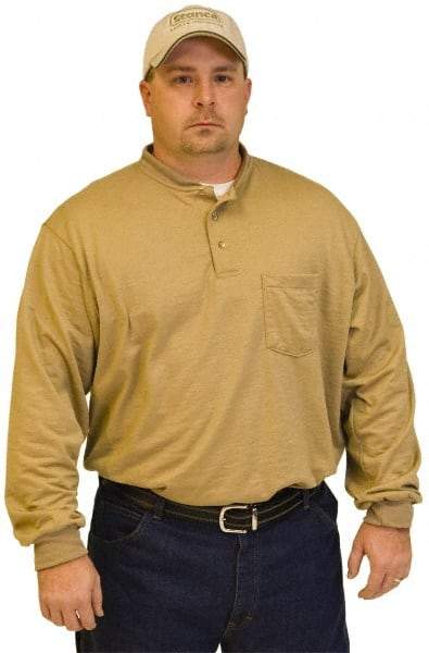 Stanco Safety Products - Size 2XL, Tan, Arc Flash, Long Sleeve Button Down Shirt - 50 to 52" Chest, 1 Pocket, Indura - USA Tool & Supply