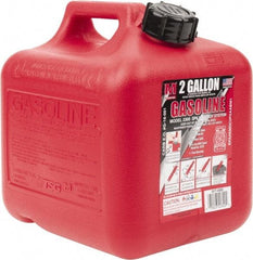 Made in USA - 2 Gal High Density Polyethylene Spill-Proof CARB Gas Can - 9-3/4" High x 9-1/4" Diam, Red - USA Tool & Supply