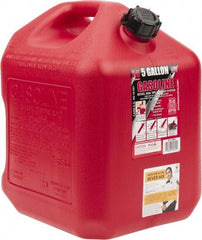 Made in USA - 5 Gal High Density Polyethylene Spill-Proof CARB Gas Can - 16" High x 10-3/4" Diam, Red - USA Tool & Supply