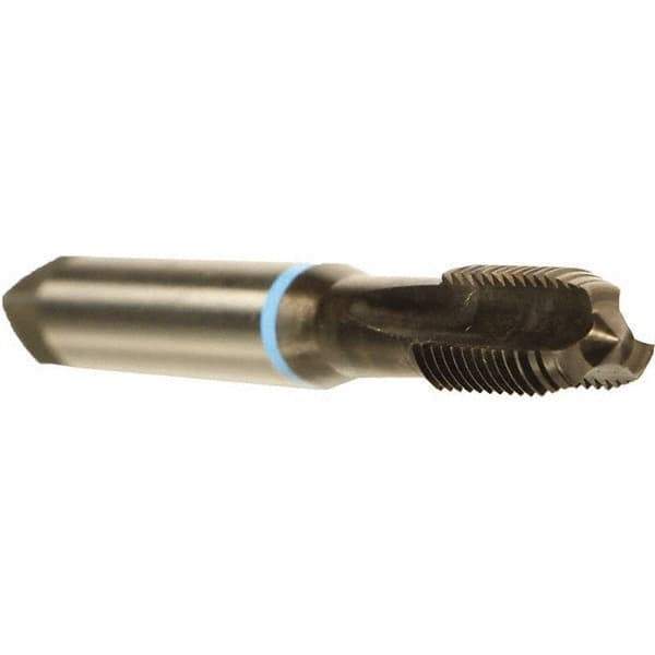 Emuge - 3/8-24 UNF 2BX 4 Flute Nitride Finish Cobalt Straight Flute Machine Tap - Modified Bottoming, Right Hand Thread, 2-15/16" OAL, 0.709" Thread Length, Oversize - USA Tool & Supply