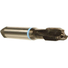 Emuge - M3x0.35 Metric Fine 6HX 3 Flute Nitride Finish Cobalt Straight Flute Machine Tap - Modified Bottoming, Right Hand Thread, 56mm OAL, 8mm Thread Length, Oversize - Exact Industrial Supply