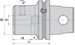 Kennametal - KM63XMZ Modular Connection, 63/64" Inside Hole Diam, 3.3465" Projection, Whistle Notch Adapter - Through Coolant - Exact Industrial Supply