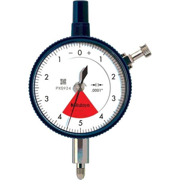 Mitutoyo - 0.008" Range, 4-0-4 Dial Reading, 0.0001" Graduation Dial Drop Indicator - 2.24" Dial, 0.01" Range per Revolution, 0.0001" Accuracy - USA Tool & Supply