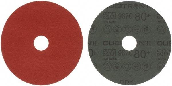 3M - 5" Diam 7/8" Hole 80 Grit Fiber Disc - Medium Grade, Ceramic, 12,000 Max RPM, Series 987C - USA Tool & Supply
