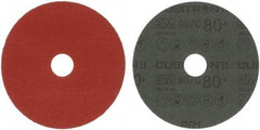 3M - 5" Diam 7/8" Hole 80 Grit Fiber Disc - Medium Grade, Ceramic, 12,000 Max RPM, Series 987C - USA Tool & Supply