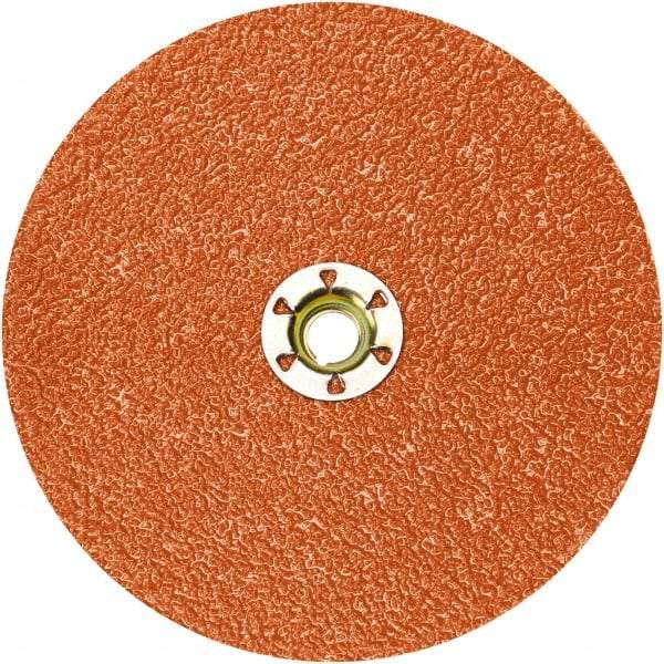3M - 5" Diam 5/8-11 Threaded Hole 80 Grit Fiber Disc - Medium Grade, Ceramic, 12,000 Max RPM, Series 987C - USA Tool & Supply